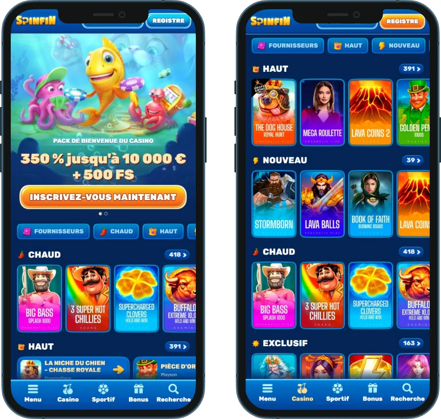SpinFin sur votre mobile